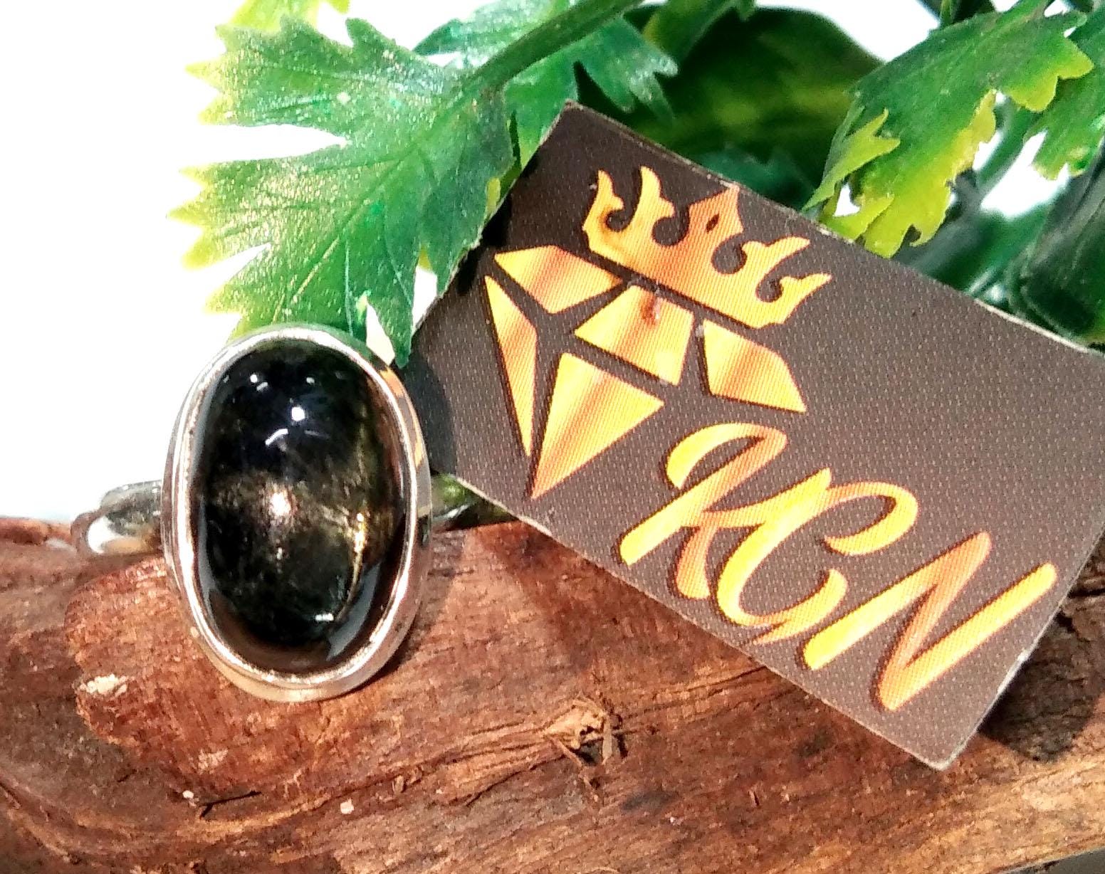 Natural Black Star Gemstone Ring, Solid 925 Starling Silver Ring, Amazing Black Star Stone Size 13x8 mm Handmade Ring, Gift Birthday Ring